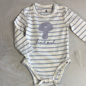 RISE Little Earthling - Organic Blue & White Long sleeve Striped Bodysuit/Onesie